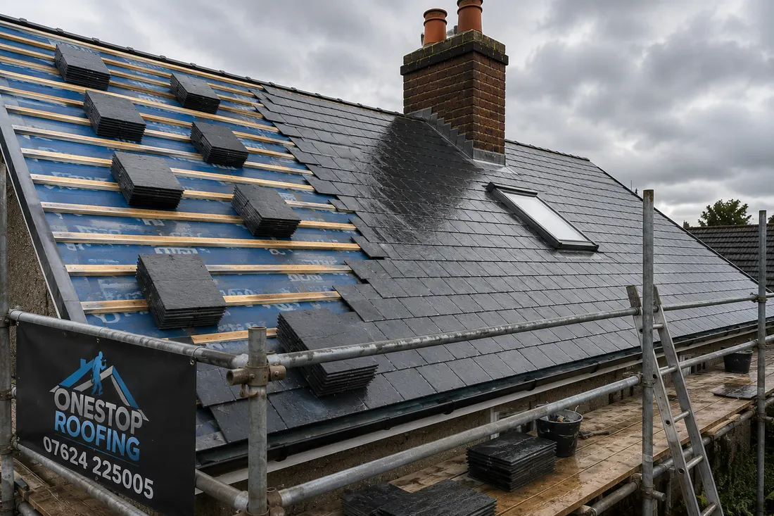 Slate roof re-cover nearing completion